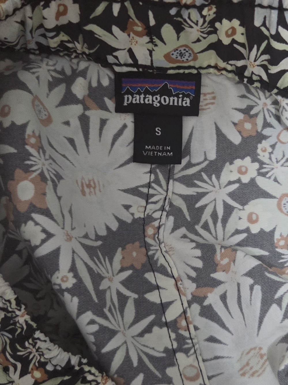 Patagonia Floral Print Shorts in Gray, White & Tan